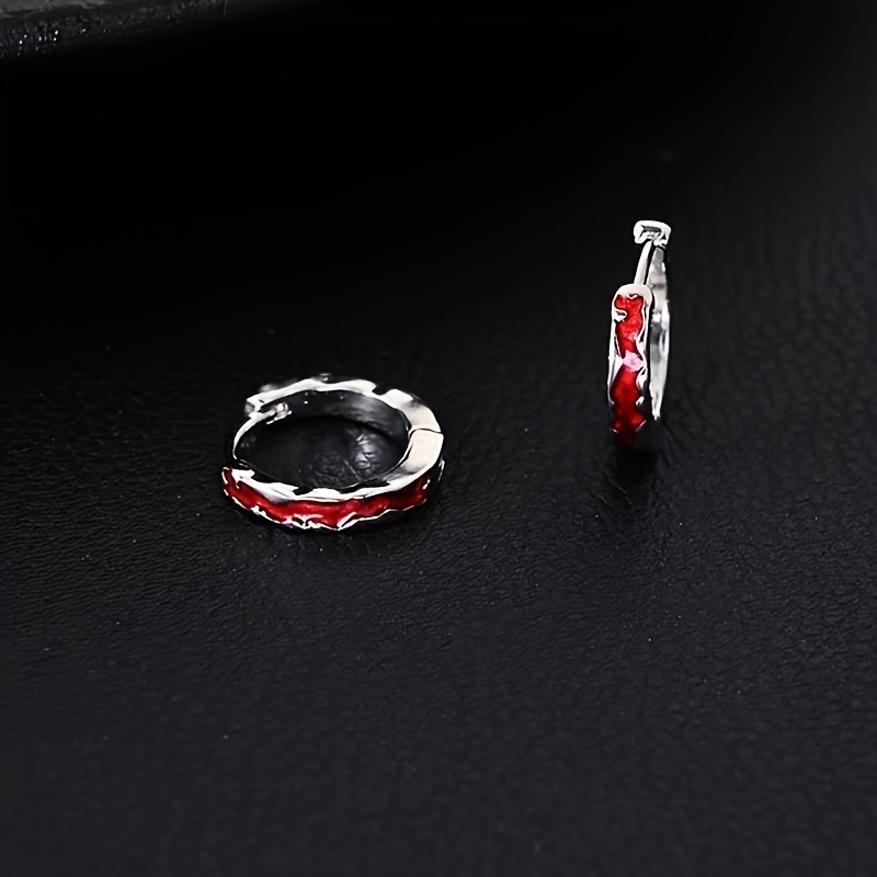 Gothic Punk Earrings Red K Plated Alloy Copper Ear Posts